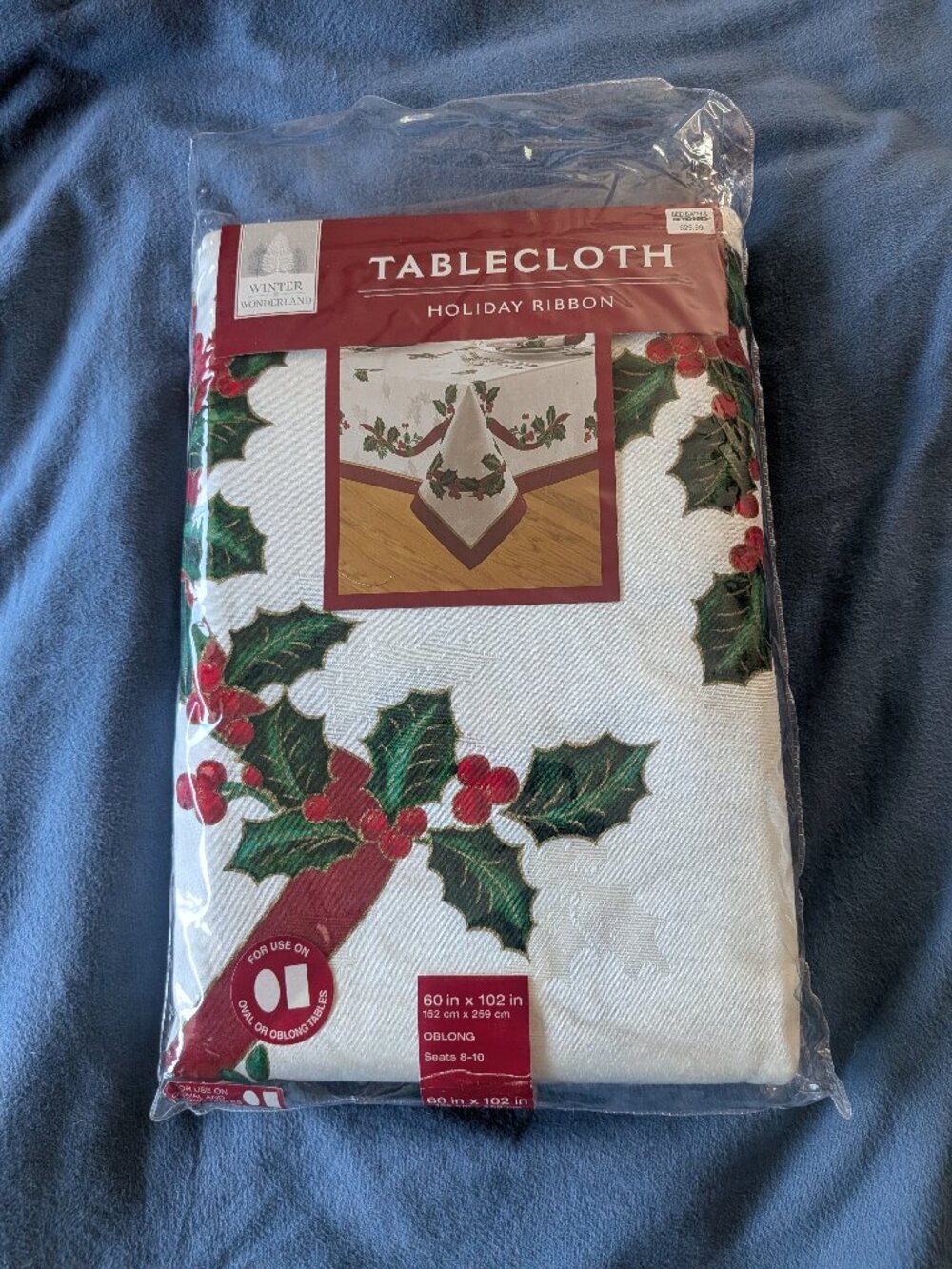 Bed Bath & Beyond Winter Wonderland - Holiday Ribbon Tablecloth - NWT
